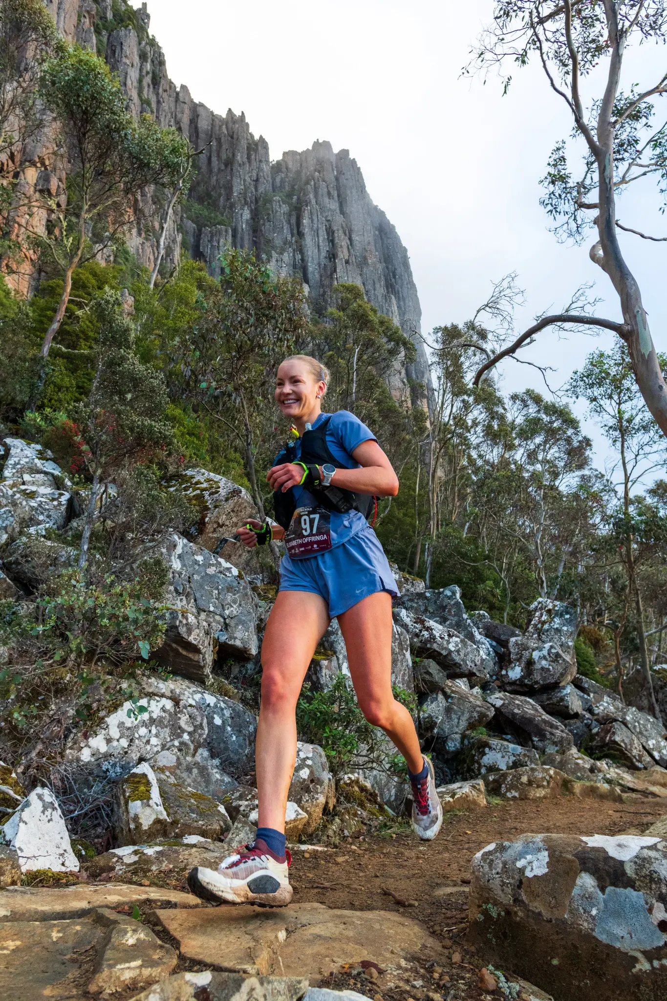 Elisabeth running kunanyi Ultra 66km Tasmania